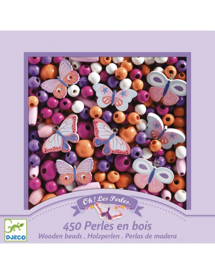 450 Perlas de madera Mariposas,
