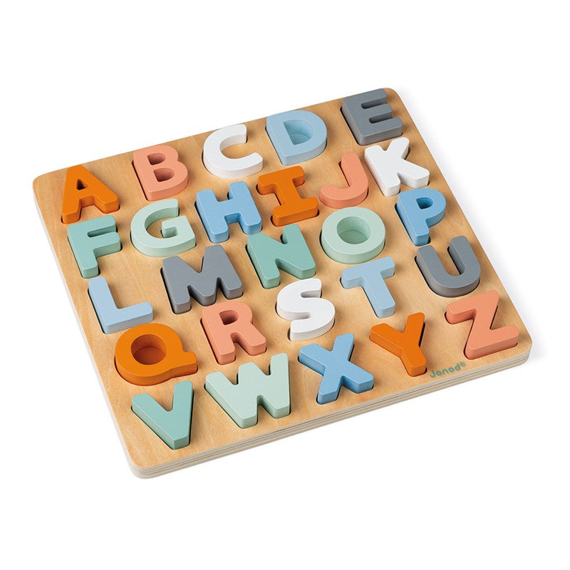 Puzzle abecedario de madera con pizarra